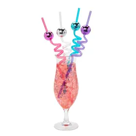 Fun Express 197640471328 Brightly Colored Disco Ball Silly Straws - 10 Inch 12 Pcs