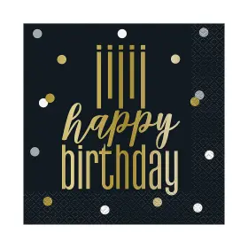 Fun Express 197640474114 Metallic Happy Birthday Luncheon Napkins - 16 Counts