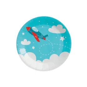 Fun Express 197640483857 Airplane Party Disposable Paper Dessert Plates - 7 1/4 Inch 8 Count