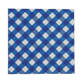 Fun Express 197640484304 Blue Gingham Disposable Paper Luncheon Napkins - 6 1/2 Inch 16 Count