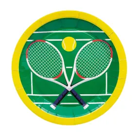 Fun Express 197640484793 Tennis Party Round Disposable Paper Dinner Plates -9 1/4 Inch 8 Counts