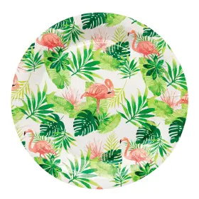 Fun Express 197640486339 Flamingo Party Round Disposable Paper Dinner Plates - 9 1/4 Inch 8 Counts