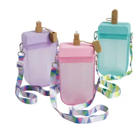 Fun Express 197640492583 Popsicle-shaped Cups With Straws And Straps - 3 1/2 Inch X 8 10 Oz Pcs