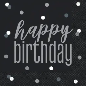 Fun Express 197640551037 Glitz Party Happy Birthday Disposable Paper Luncheon Napkins - 6 1/2 Inch 16 Counts