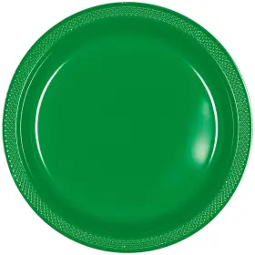 Fun Express 197640558647 Green Disposable Round Plastic Dessert Plates 7 Inch Bulk 50 Counts
