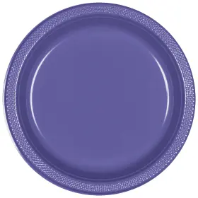 Fun Express 197640559606 Purple Disposable Round Plastic Dessert Plates 7 Inch Bulk 50 Counts