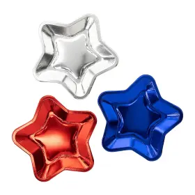 Fun Express 886102801284 Foil Patriotic Star-shaped Paper Dessert Plates - 24 Ct