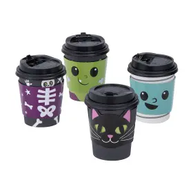 Fun Express 886102897454 Cute Monster Coffee Cups With Lids And Sleeves - 12 Ct