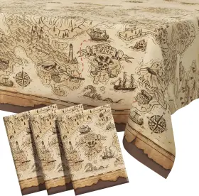 Tcp-2 Fun Raccoon Pirate Tablecloth For Party Decor 3 Pcs Disposable Pcs. Vintage