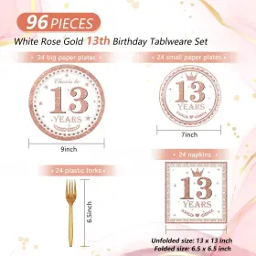 Funhax 767552975612 96 Pcs 13th Birthday Decorations For Girls Happy 13 Year Old Girl De