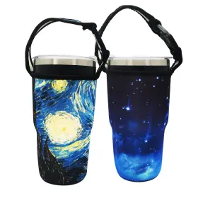 Cps-01 Funny Live 2 Pack Tumbler Carrier Holder Pouch Reusable Neoprene Night Sky