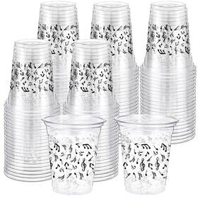 Funnymoom Huq-funnymoom-0573 60 Pack Music Notes Cup 12 Oz Disposable Clear Plastic Musical Cups For Men W