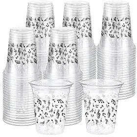 Huq-funnymoom-0573 Funnymoom 60 Pack Music Notes Cup 12 Oz Disposable Clear Plastic Musical Cups For Men W