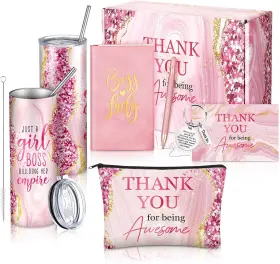 Huq-funnymoom-1176 Funnymoom 7 Pcs Thank You Gift For Boss Lady Manager Appreciation Ladyboss Light Pink
