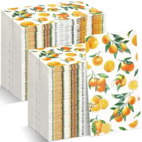 Wg-funrous-03084 Funrous Orange Citrus Napkins Summer Guest 12.99 X 15.74 Inches Green