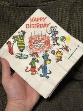 Futura 300714780947 Lot Of 16 Huckleberry Hound Vintage 1959 Large Napkins Birthday Hanna-barbera