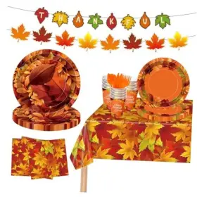 Fy888 762849272795 Thanksgiving Party Supplies 170 Pcs Disposable Tableware Set Fall Harvest