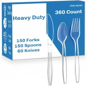 D001 Fyin-hong 360 Count Heavy Duty Plastic Silverware Disposable Clear Utensils Set