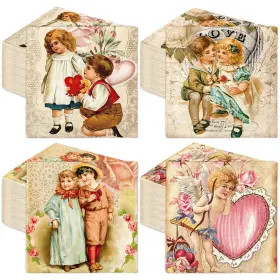 F4261 Fysuimu 50 Pcs Valentines Day Luncheon Napkins Disposable 6.5 X Inch