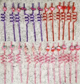 Fzr Legend 792933886614 24 Party Favors Straws For Kids Heavy Duty See Close-up Photos Pink Purple Red