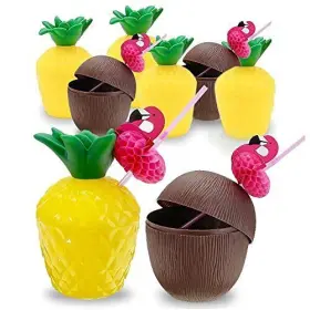 G.core 705169024330 12pcs Pineapple Drink Cups Coconut Hawaiian Luau Party Decoration