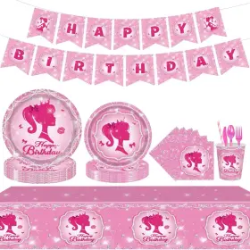 Galahub 764143399925 194 Pcs Pink Party Supplies For 24 Guests - Complete Set With Plates Napkins