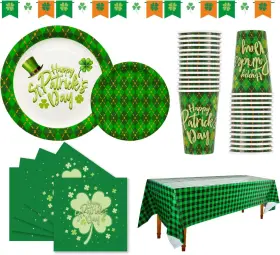 001saintpatrick-greenset30 Gatherfun St Patrick S Day Party Supplies Green Shamrocks Tablerware Serve 30