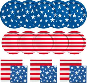 2023040702 Gatherfun American Flag Patriotic Party Supplies Disposable Dinner Paper Plates Dessert Pa