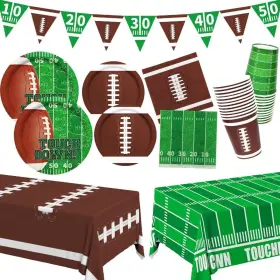 2023053002 Gatherfun Football Party Supplies Kit Serve 24 Includes Dinner Plates Dessert Nap