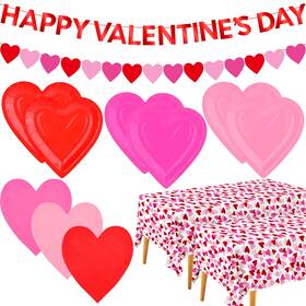 Gatherfun 2023101809 Valentines Day Party Supplies Set For 48 Guests - Romantic Red
