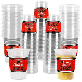 2023120501 Gatherfun Graduation Plastic Cups - 100 Pcs 16oz Red Drinkware For Party Supplies
