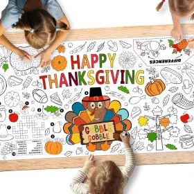 20240320201 Gatherfun Family Fun Thanksgiving Activity Poster - 31.5 X 72 Inches Turkey-themed