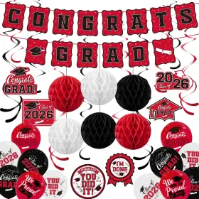 2026010801 Gatherfun 2026 Graduation Party Supplies Kit Grad Decor Set With Congrats Banner