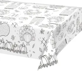Gatherfun 313037335305 Disposable Thanksgiving Color-in Paper Tablecloth 54 X 88 In