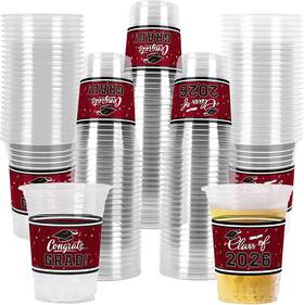 Gatherfun 726084863521 Class Of 2026 Celebration - 100 Pcs 16oz Maroon Graduation Plastic Cup