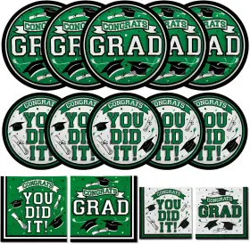 Gatherfun 744110349764 Graduation Party Supplies Dinnerware Set Green Disposable Dinner Paper