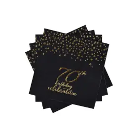 Gatherfun 749816013162 70th Birthday Napkin Disposable Paper Napkins Black And Gold Party Decorations T