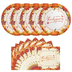 Gatherfun 749816013490 Thanksgiving Party Supplies Maple Leaves Disposable Paper Plates And Napkins For