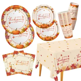Gatherfun 749816013506 Thanksgiving Plates And Napkins Maple Leaves Disposable Paper