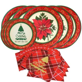 Gatherfun 782289938204 Christmas Party Supplies Poinsettia Flower Disposable Paper Dinner