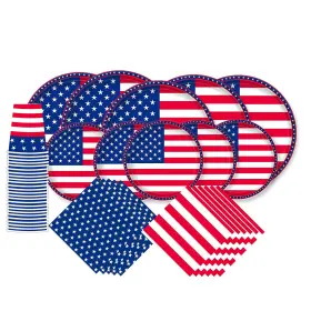 Gatherfun 799392813281 American Flag Patriotic Party Supplies Disposable Napkins Paper Pla
