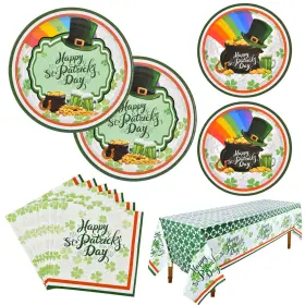 Gatherfun 973916850066 St Patrick S Day Party Supplies For 50 Guests- Green Shamrocks 9 Inch Plates 7 P