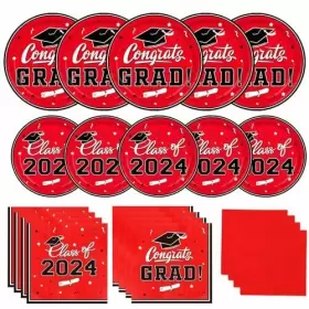 Gatherfun 973916856235 Graduation Party Plates And Napkins 2024 Supplies Red Dispos