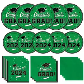 Gatherfun 973916856242 Graduation Party Plates And Napkins 2024 Supplies Green Disp