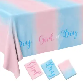 Gatherfun 973916857355 Gender Reveal Party Supplies Disposable Tablecloth Plastic Waterpro