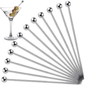 Gdby 737804440953 Metal Cocktail Picks For Drinks Stainless Steel 4 Inches Martini Olive Skewer