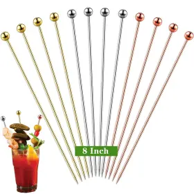 Gdby 797439900512 12pcs Bloody Mary Skewers Gift Set 8 Inch Stainless Steel Cocktail Picks Met