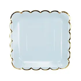 Border9 Geeklife 783057340885 Square Paper Plates With Sparkly Scalloped Gold Foil Inch Dessert