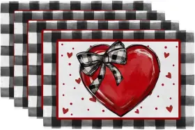 Gp113-18 Geeory Valentines Day Placemats 12ftftx18ftft Set Of 4 Red Love Heart