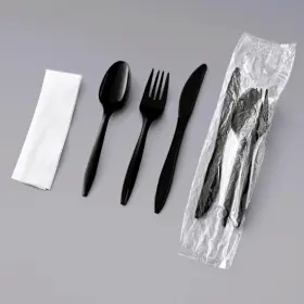 250plctly Geex Depot 250 Plastic Cutlery Packets - Individually Wrapped Disposable Silverware Sets